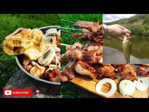 Grilled barbecue by the lake / შემწვარი მწვადი ტბასთან